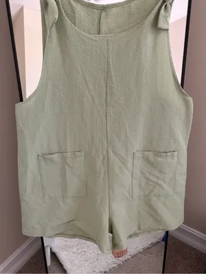 Amazon Light Green Sleeveless Romper Jumpsuit thumbnail 3