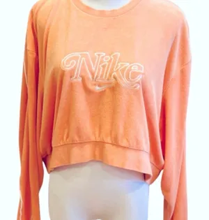 Nike Cropped Sweatshirt Terry Cloth Beach Orange Retro M Relax Fit thumbnail 1