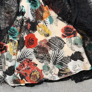 CHORD Juniors Size 7 Black Multi-Color Floral Lace Sleeveless Fit & Flare Dress thumbnail 5