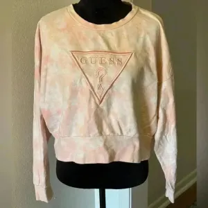 Guess Pink Acid Wash Cropped Sweatshirt thumbnail 1
