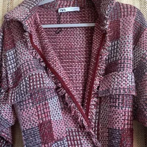 ZARA NWOT Tweed Cardigan Blazer Jacket Coat Size Small Pink Red Women’s Clothing thumbnail 5