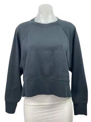 Nike Dri Fit Versa Black Crew Neck Long Sleeve Pullover Sweater Sweatshirt Top S thumbnail 1