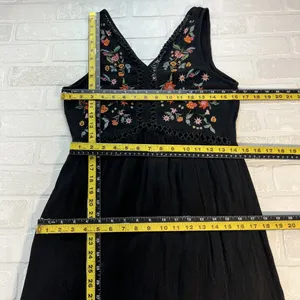 World‎ Market Dress Womens Small Medium Black Embroidered Floral Maxi Boho India thumbnail 2