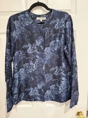 100% Silk Elizabeth and James Long Sleeve Blouse Top Size L‎ thumbnail 1