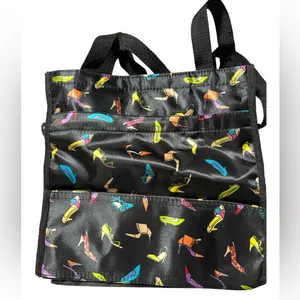 🔵Tote Bag with High Heel Shoes Black thumbnail 2