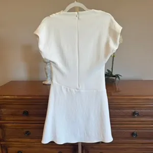 Zara Draped Mini Dress White NWT Size M Paris Purchase thumbnail 5