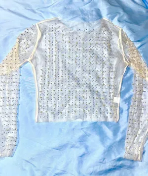 Nude mesh pearl top Tan thumbnail 1