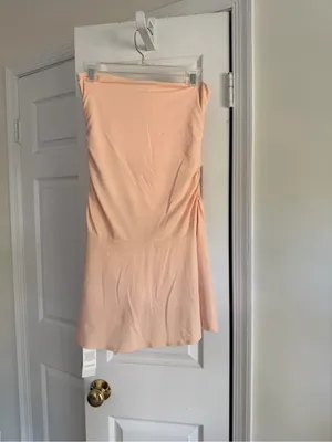 Abercrombie & Fitch Strapless Ruched Mini Dress NWT Medium Built In Shorts Peach thumbnail 7