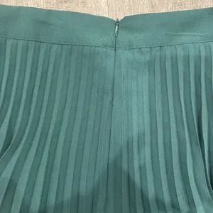 SHEIN Womens Pleated Skirt Green Large No Stretch Zipper Closure XL see Measure thumbnail 6
