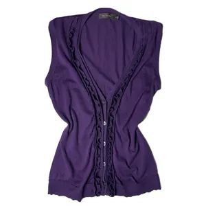 The Limited Sweater Vest Womens Sz M Plum Knit Cotton Sleeveless V Neck Buttoned thumbnail 2