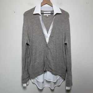 Brochu‎ Walker Women Wool Cashmere Callie Layered Looker Cardigan Medium Tan thumbnail 2