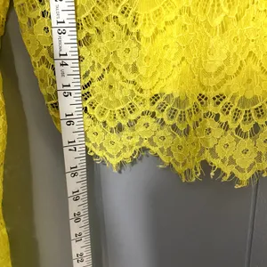 Bebe Yellow Lace Sheer Long Sleeve Open Back Chic Party Crop Top M thumbnail 3