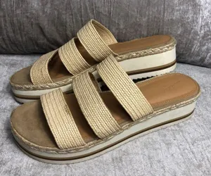 Universal Threads Beige 3 Textile Strap Platform Wedge Sandals 9.5 Espadrille thumbnail 3