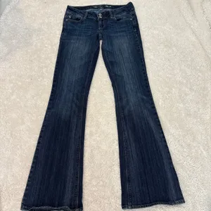 VTG Y2k 90s American Eagle Womens Low Rise Boot Cut Jeans 4L Dark Wash Preppy thumbnail 2