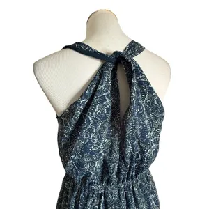 Converse Womens Paisley Print Open Back Dress Size M Blue Halter Tie Waist BOHO Casual thumbnail 7