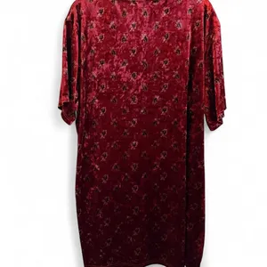 Natural Life All Day Velvet V-Neck Floral Shift Dress Burgundy XL Pockets thumbnail 6