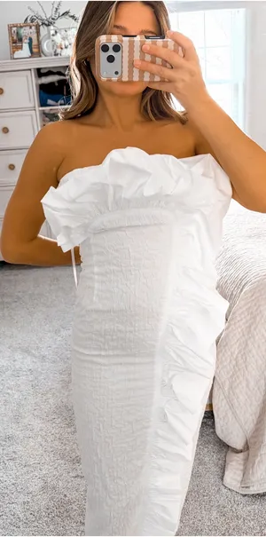 Antonio Melani White strapless midi dress thumbnail 2