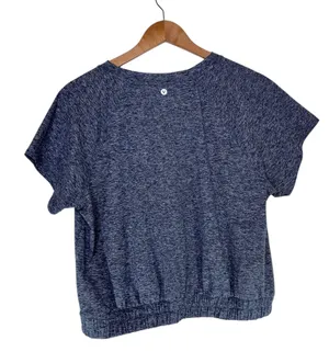 Velocity Short Sleeve Heather Active Crop Top Blue Size x-large thumbnail 3