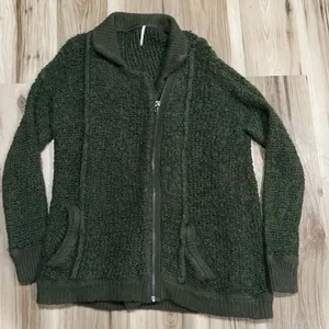 Free People Moss Cozy Up Cardigan Jacket Green Women’s Medium thumbnail 2