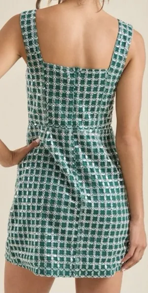 Altar'd State Mateo Mini Dress Green Sequin Wedding Guest‎ Event Feminine XL thumbnail 1