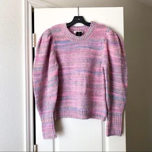 LoveShackFancy‎ Sweater Aquarius Pullover Puffed Shoulders Pink Cloud XL EUC thumbnail 2