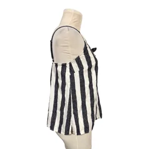 Vince Camuto Black White Striped Linen Blend Tie Front Cami Top Womens‎ Small thumbnail 3
