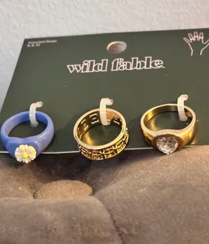 Wild Fable Heart and Flower Statement Band Ring 3pc set thumbnail 7