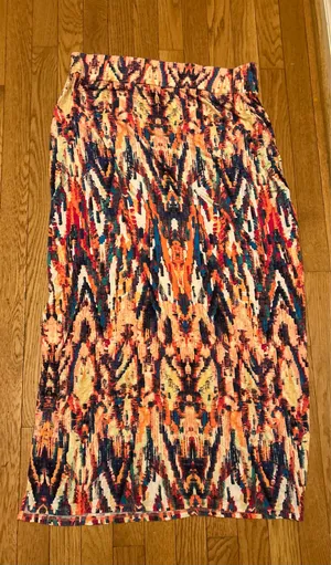 Ana A New Approach Women’s Bright Aztec Print Side Slit Maxi Skirt Size Large thumbnail 1
