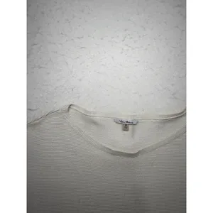 Vila Milano Womens Cream Ribbed Knit Short Sleeve Sweater Scoop Neck Top Size M thumbnail 3