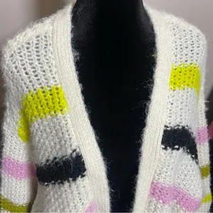 Vero Moda Aperol Striped Open Front chunky knit color block cardigan sweater thumbnail 10