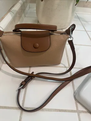 Compact Beige Crossbody with Brown Adjustable Strap Tan thumbnail 2