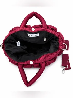 Katydid Wine Mini Puffer Tote Bag Burgundy Quilted Crossbody NWOT thumbnail 9