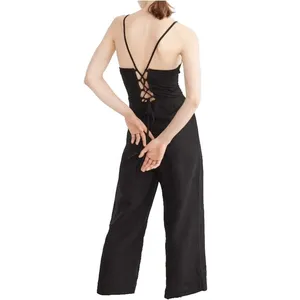 Abercrombie & Fitch Black Wide‑Leg Culotte Jumpsuit Women’s Size 4 Sleeveless thumbnail 2
