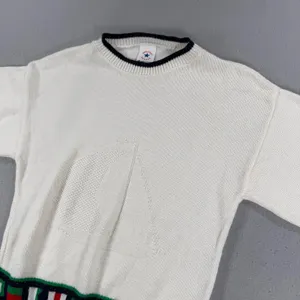 Sweater Bazaar Vintage Nautical Sailboat Flag Knit Top Short Sleeve Cream Medium thumbnail 2