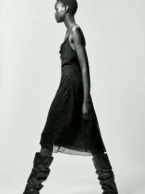 Zara Black Cowl-Neck Slip Midi Dress thumbnail 4