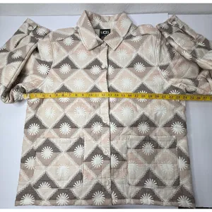 UGG Sun Shirt Jacket ButtonUp‎ Unisex Medium Pink Tan Cozy Chunky Oversized New thumbnail 4