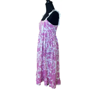 Peter Som Pink Midi Dress SIZE 2 Ruffle Cottage Cotton Vacation Sundress $400 thumbnail 13