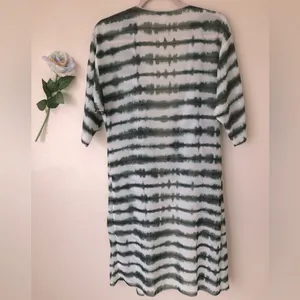 Lularoe Shirley women’s Kimono White With Green Tie Dye Sheer Chiffon Size S thumbnail 5