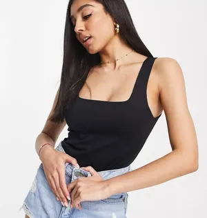 Abercrombie & Fitch seamless corset bodysuit in black size small thumbnail 2