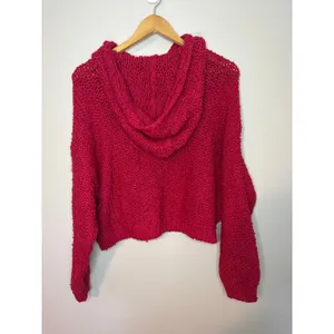 Anthropologie Pilcro NWOT Sailcloth Hooded Sweater Red Raspberry Oversized Sz M thumbnail 5