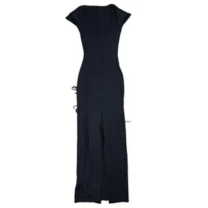 Tiger Mist - Tie front Cap Sleeve Maxi Dress in Black thumbnail 4