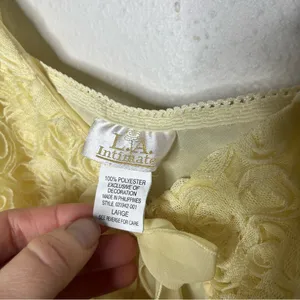 Y2K Vintage LA Intimates Butter Yellow Chiffon Rosette Babydoll Lingerie thumbnail 8