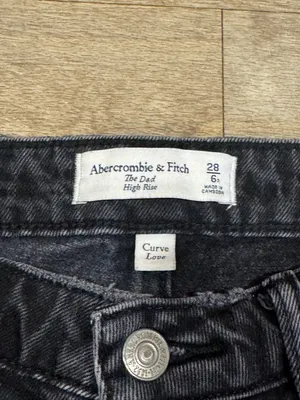 Abercrombie & Fitch Curve Love The Dad High Rise Black Jeans Distressed Size 6R thumbnail 3