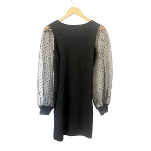Altar’d State‎ Black Fitted Knit Puff Long Sleeve Mini Dress Size Medium thumbnail 3
