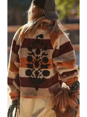 FREE PEOPLE Movement Hit The Slopes Printed Fleece Jacket in Multi Size Medium thumbnail 2