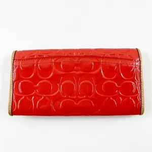 Coach Vintage Patent Leather Embossed Bi Fold Long Wallet Orange thumbnail 2