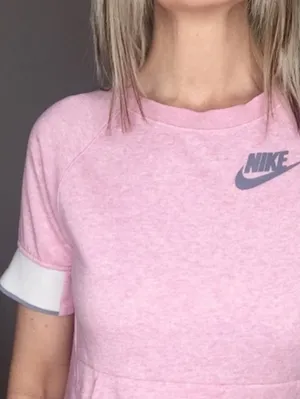 NIKE Pink Short Sleeve Kangaroo Pocket Pullover Women's Size M thumbnail 3