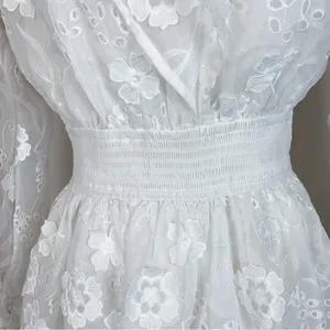 Elliatt Delphi Embroidered Lace Midi Dress in White Bridal Wedding Ready thumbnail 5