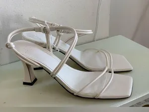 Marc Fisher Elegant Cream Strappy Squared Open Toe Heels. Size-8.5 thumbnail 1
