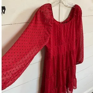 Trixxi Girl Red Black‎ Sheer Dot Party Dress Goth Red Devil Vamp - Juniors XL thumbnail 6